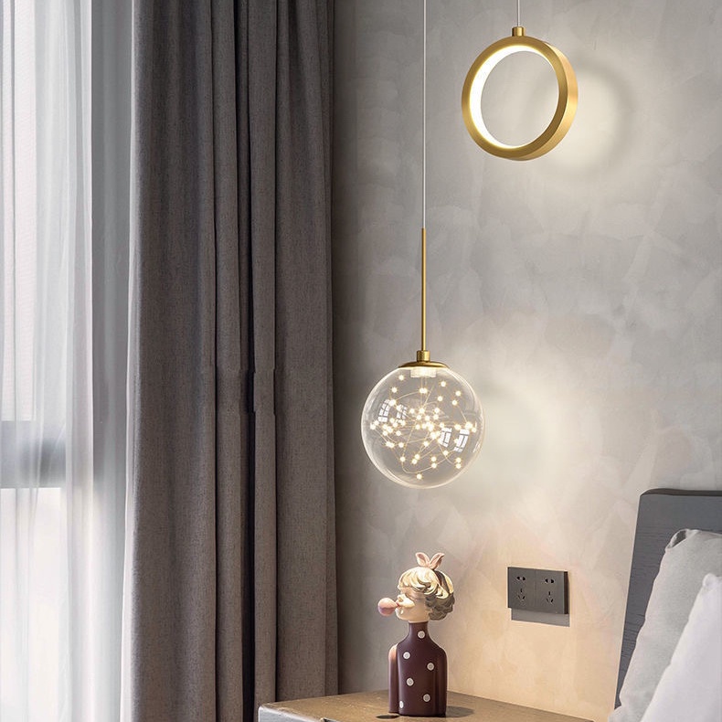 Đèn dây chuyền sắt vàng hiện đại Trần đèn chùm Gypsophila Bắc Âu, Phòng ngủ Bên cạnh phòng khách Đèn treo trang trí