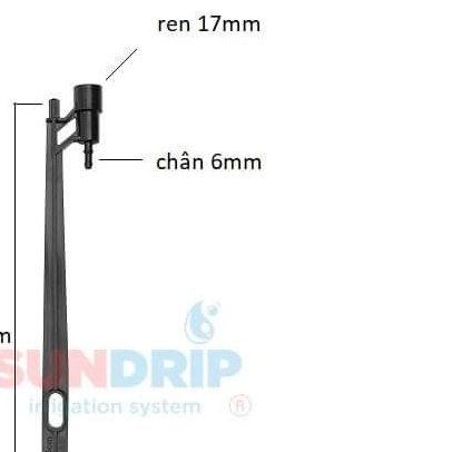 Cây cắm đỡ béc tưới 45cm- 2 đầu gài và ren 17mm dùng cho béc phun mưa, béc nhỏ giọt