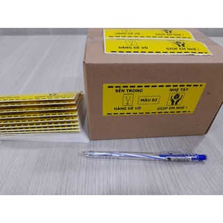100 Tem dán cảnh báo hàng thủy tinh dễ vỡ xin nhẹ tay kích thước 10,3x4cm