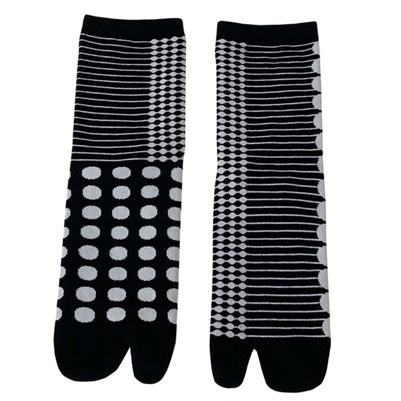 DASBSUG Unisex Chia Ngón Chân Kimono Tabi Crew Tất Colorblock Trừu Tượng Chấm Sọc In Nhật Bản Flip Flop Sandal