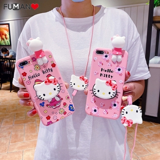 Ốp điện thoại mềm hình hello kitty có gương/dây đeo thích hợp cho iPhone x xs 8 7 6 6s plus