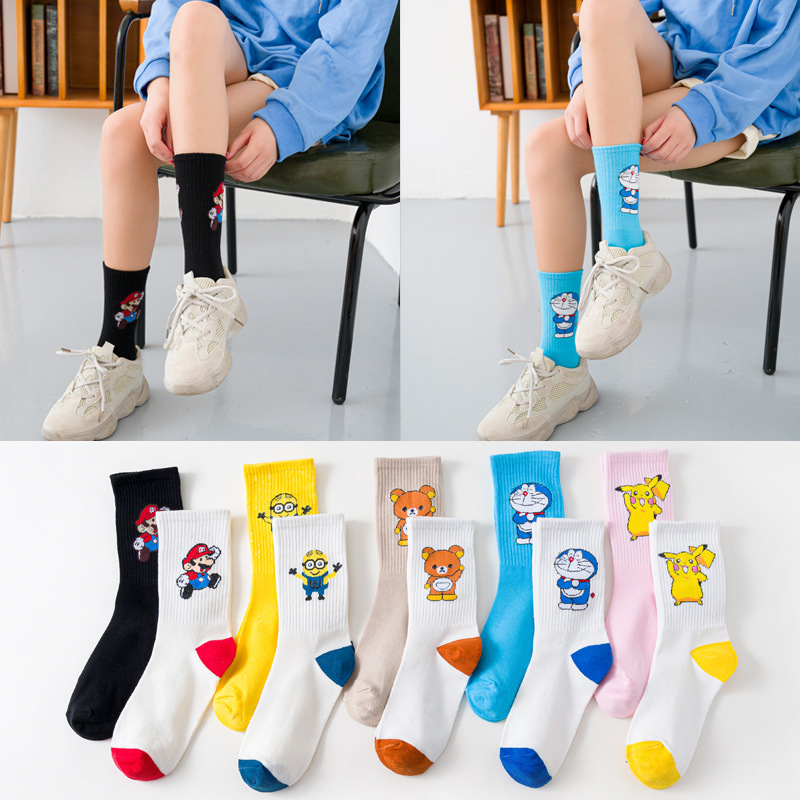 PS1 Doremon Tất Nữ Giữa Ống Thu Đông Dễ Thương Nhật Bản Mềm Mại Em Gái ins Triều Pikachu Nam Mùa Hè Tất