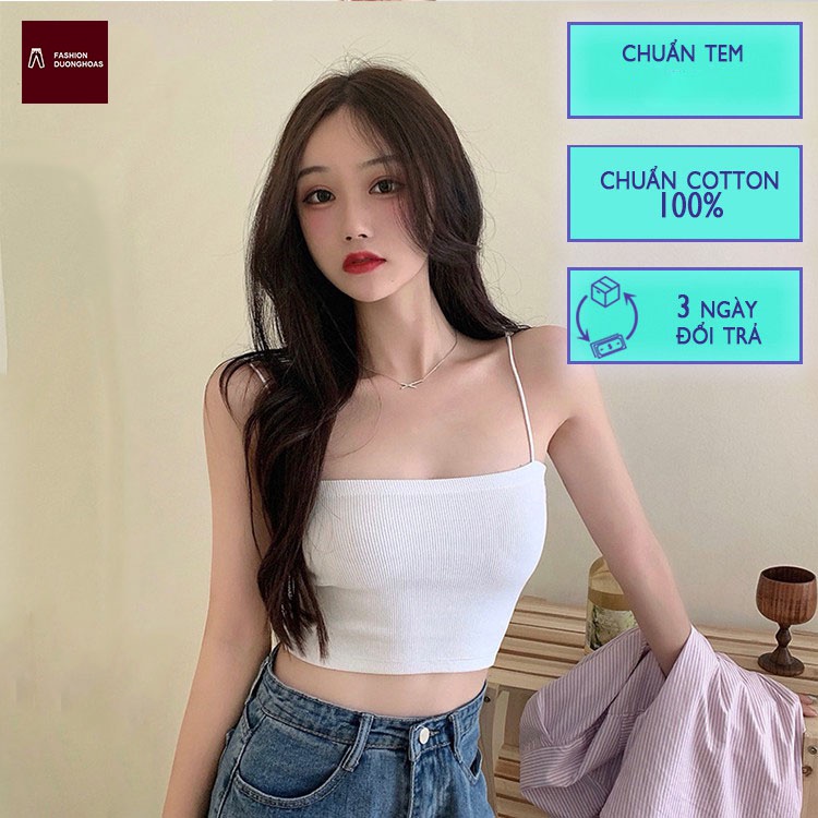 Áo 2 dây sợi bún thun gân đẹp 100% cotton đen trắng , áo croptop ôm mặc trong siêu mát DA099