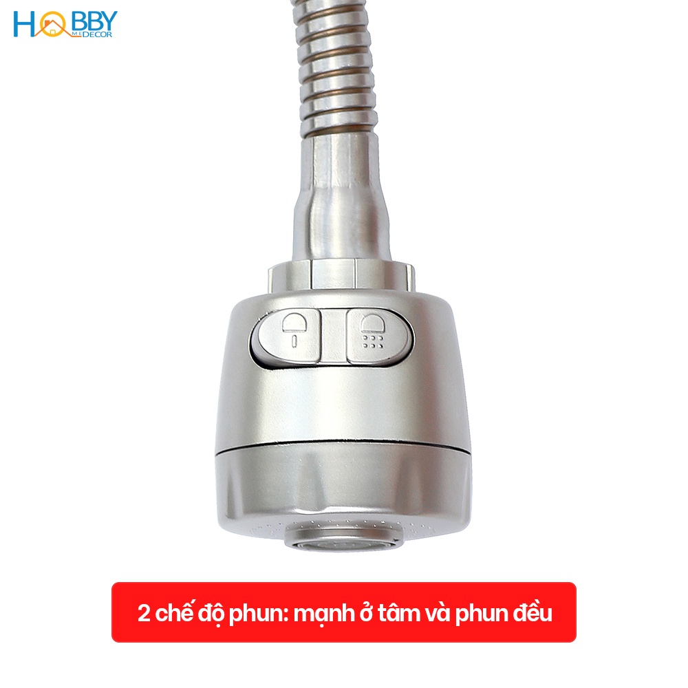 Ảnh Vòi rửa chén đầu tăng áp thân uốn cong inox 304 Hobby Home Decor LXL 3