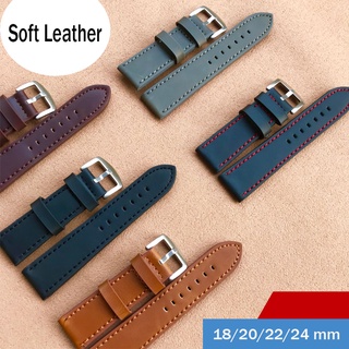 Dây Đeo Đồng Hồ Thể Thao Bằng Da Mềm 18mm 20mm 22mm 24mm Phong Cách Vintage