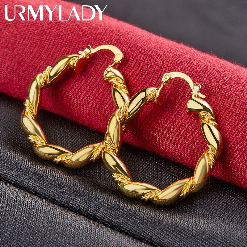 URMYLADY Vòng Xoắn Vòng Bông Tai Vàng 24K Dành Cho Nữ Quyến Rũ Cưới Đính Hôn Trang Sức Dự Tiệc Thời Trang