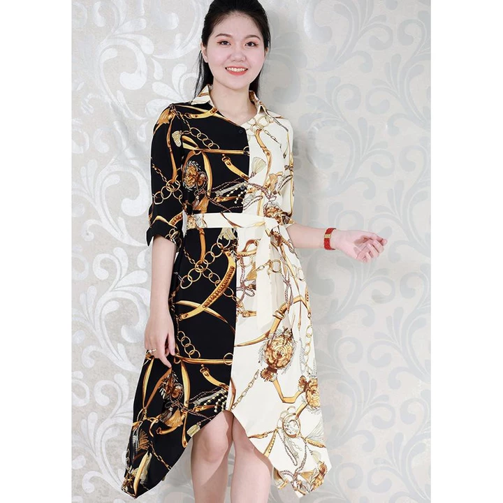 45-68kg VÁY XÒE HOA KIỂU ĐẦM SƠ MI CAO CẤP CỘT EO - VÁY ĐẦM CÔNG SỞ NỮ, ĐẦM THIẾT KẾ CAO CẤP - ĐẦM SƠ MI NỮ D3125