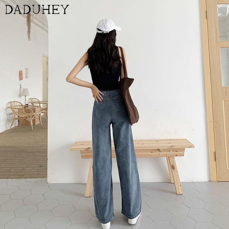 Ảnh Daduhey Quần jean ống rộng lưng cao dễ phối đồ phong cách Hàn Quốc thời trang thường ngày cho nữ 4