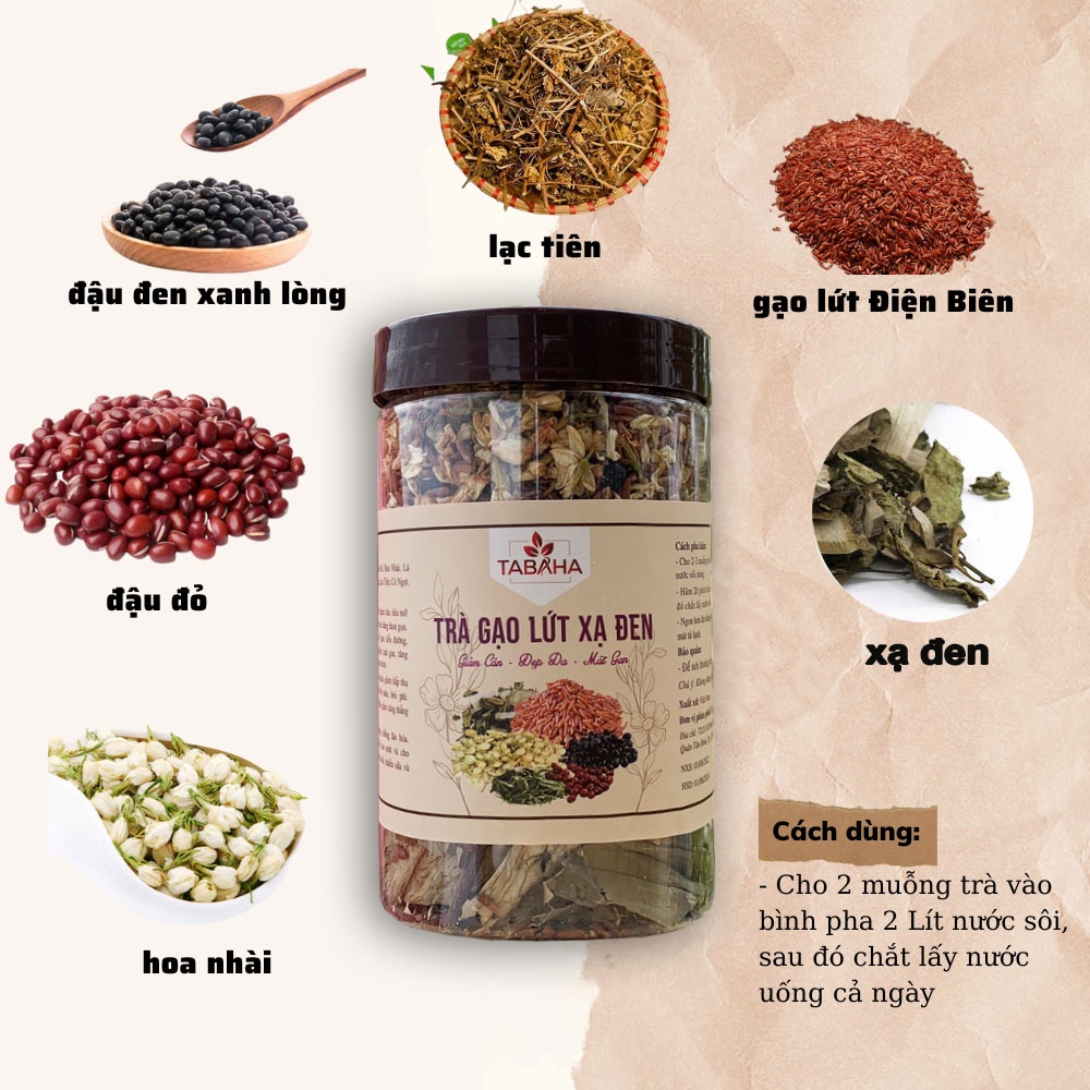 Ảnh Trà Hoa Ngũ Cốc Gạo Lứt - Tâm Sen - Xạ Đen TABAHA 500G Giúp Giảm Béo, Thanh Lọc, Ngủ Ngon 1