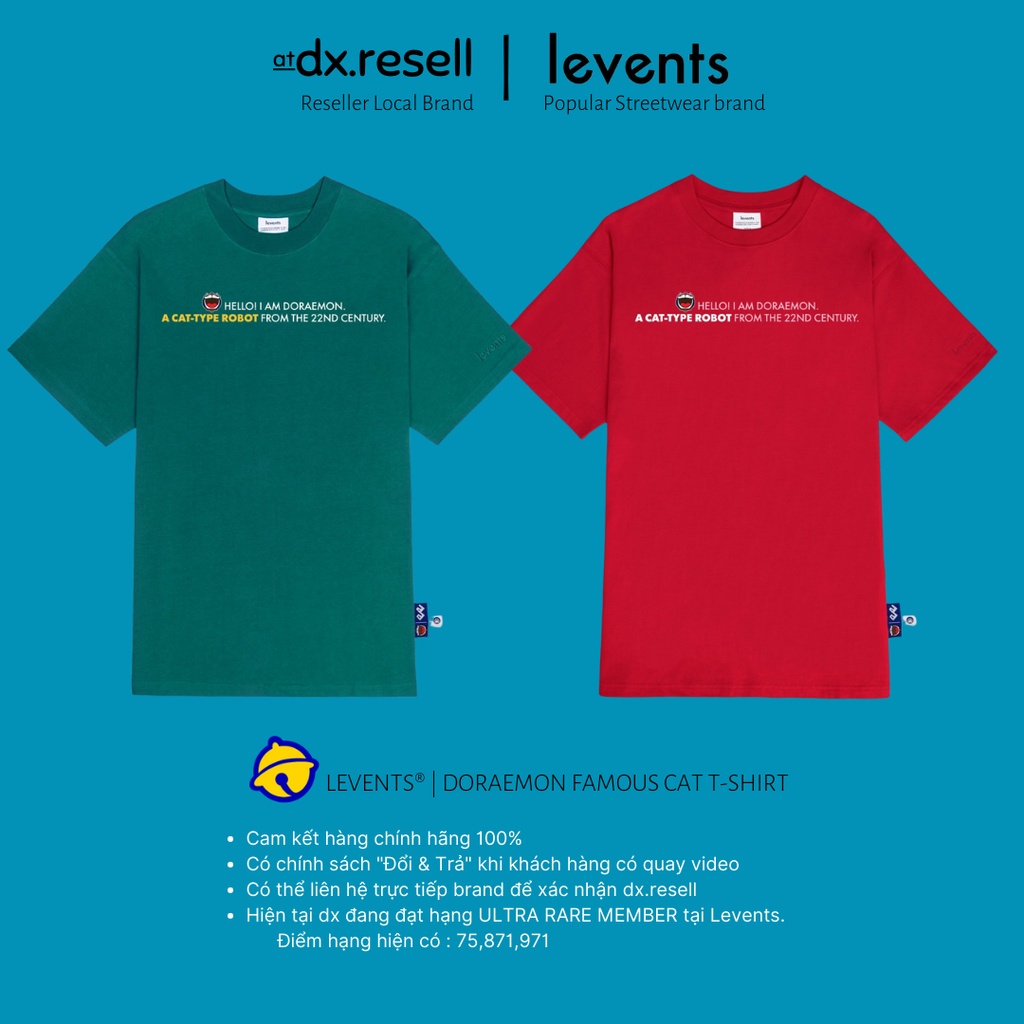 Áo Thun Levents® DORAEMON FAMOUS TEE (GREEN / RED) Unisex dx.resell ...
