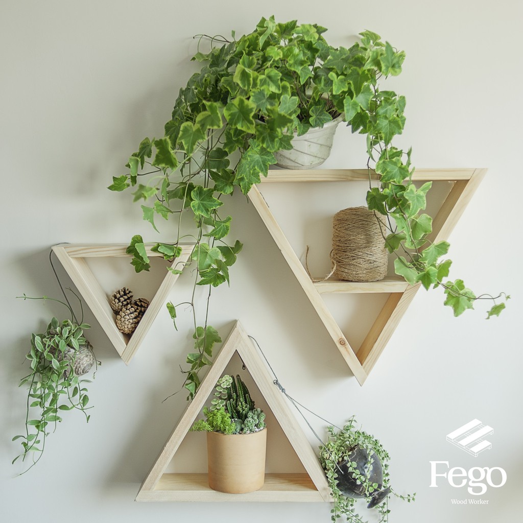 Tam giác treo tường / Kệ gỗ thông trang trí Fego | Shopee Việt Nam