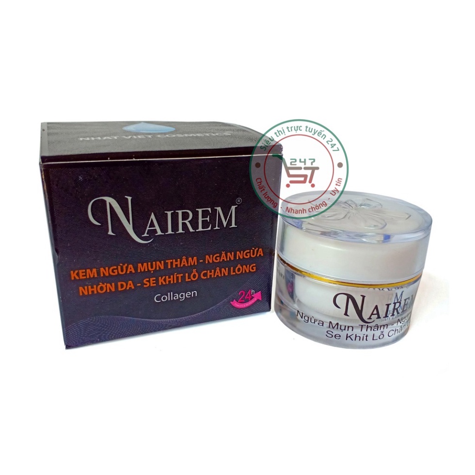 Kem Mụn Thâm Trắng da Giảm nhờn Se khít lỗ chân lông Nairem 6g (Đen)