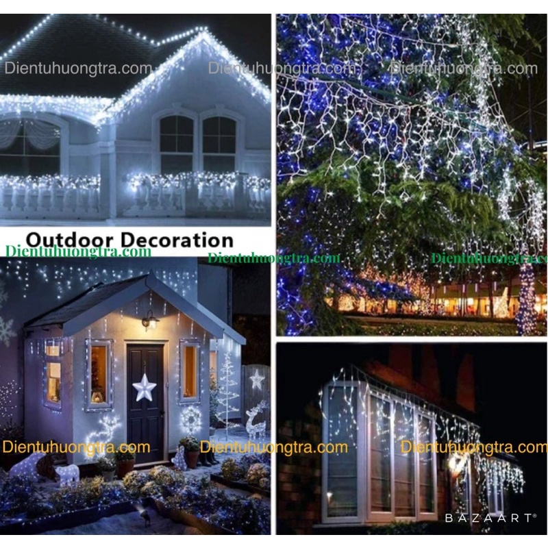 [8m x 0,6m] Dây đèn led rèm NGÂN HÀ ngang 8m & dài 0.6m ánh sáng trắng