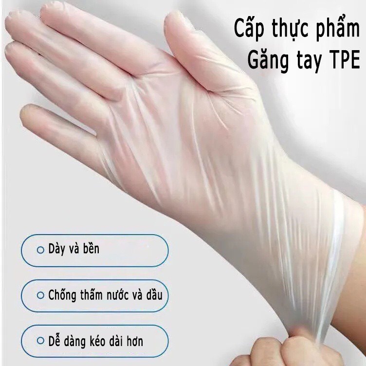 [Siêu Rẻ]  Hộp 100 Cái Găng Tay  Dùng 1 Lần Làm Bếp Nấu Ăn Vệ Sinh Siêu Dai Siêu Bền