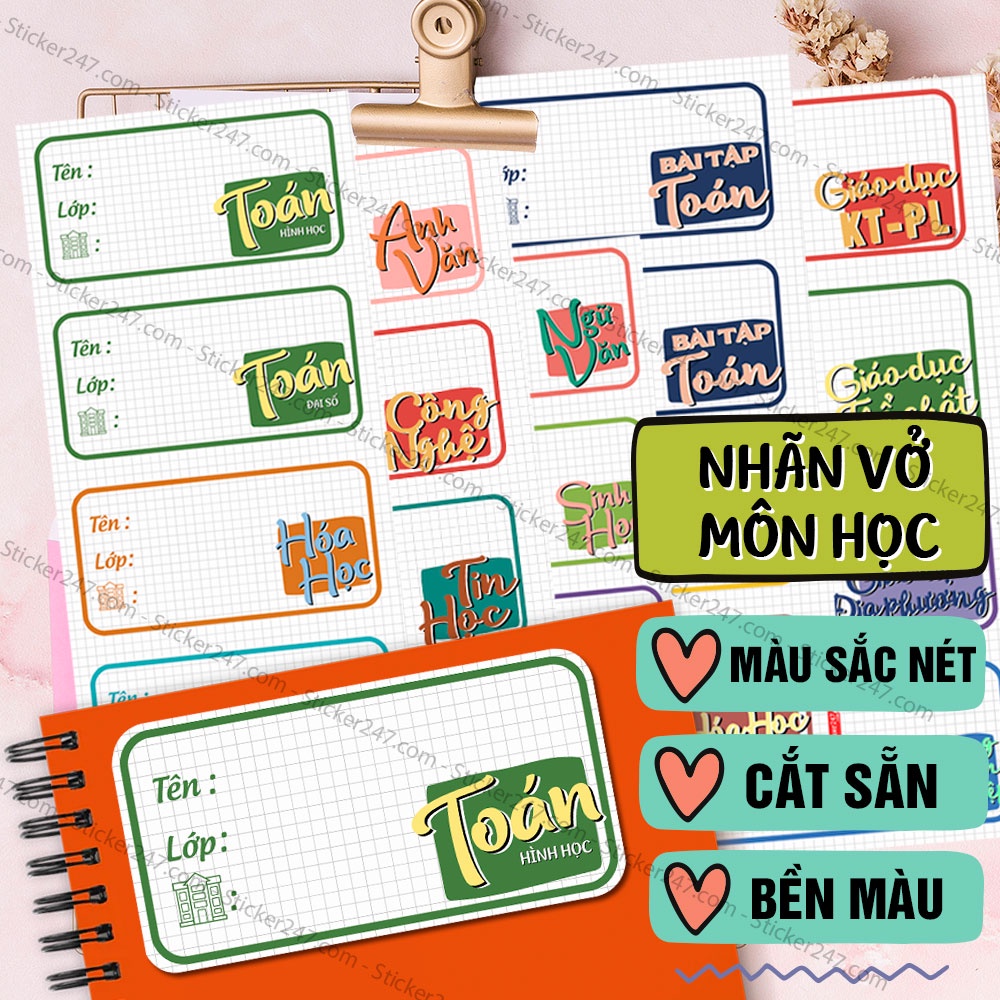 Nhãn Vở Môn Học ???????????????????????????????????? Nhãn vở Cấp 1, Cấp 2, Cấp 3 ...