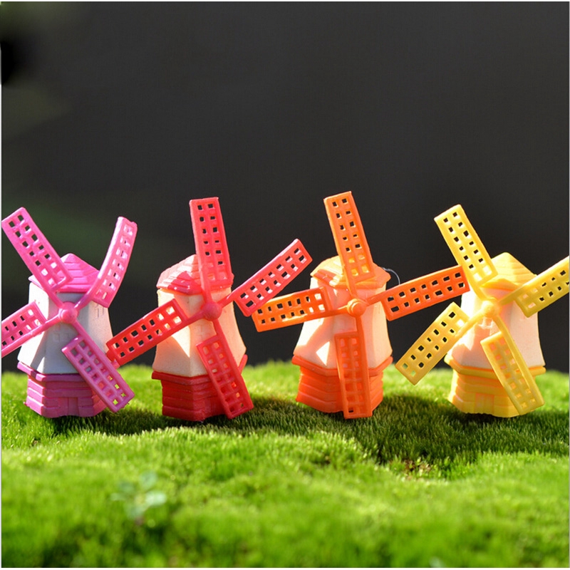 1 Máy Xay Gió Nhựa Thủ Công Moss micro Phong Cảnh Trang Trí Nhà mini Cổ Tích Trang Trí Sân Vườn