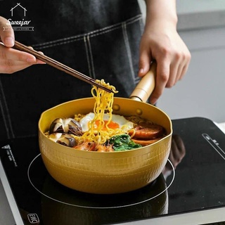 Chảo chống dính Ceramic đáy lòng sâu có tay cầm cán gỗ chống bỏng lúa mạch 18cm-11077