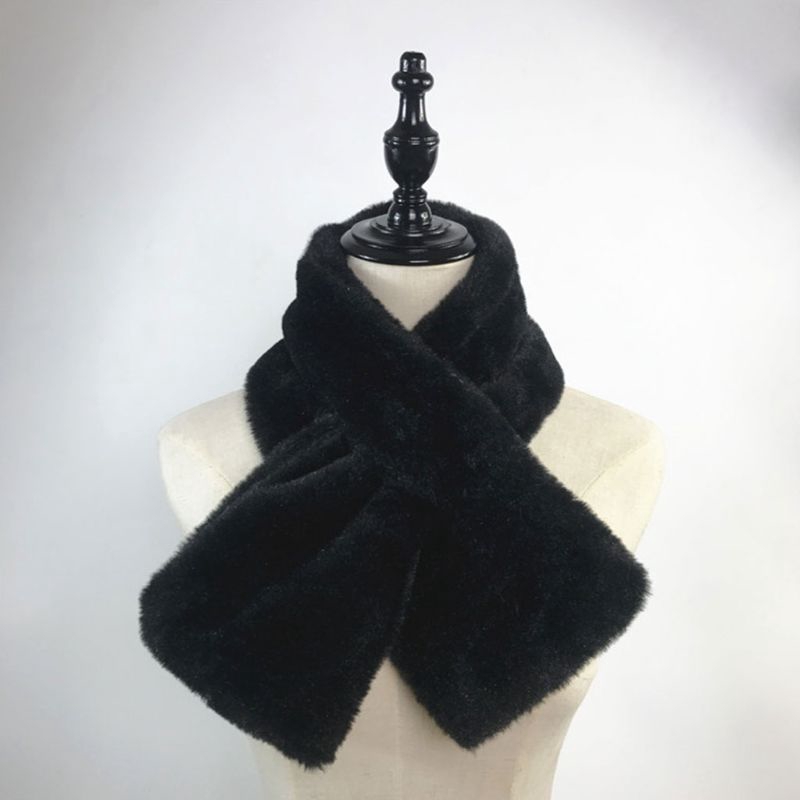 Khăn quàng cổ bằng lông thỏ giả dày dặn giữ ấm cho nữ kích thước 15*90cm