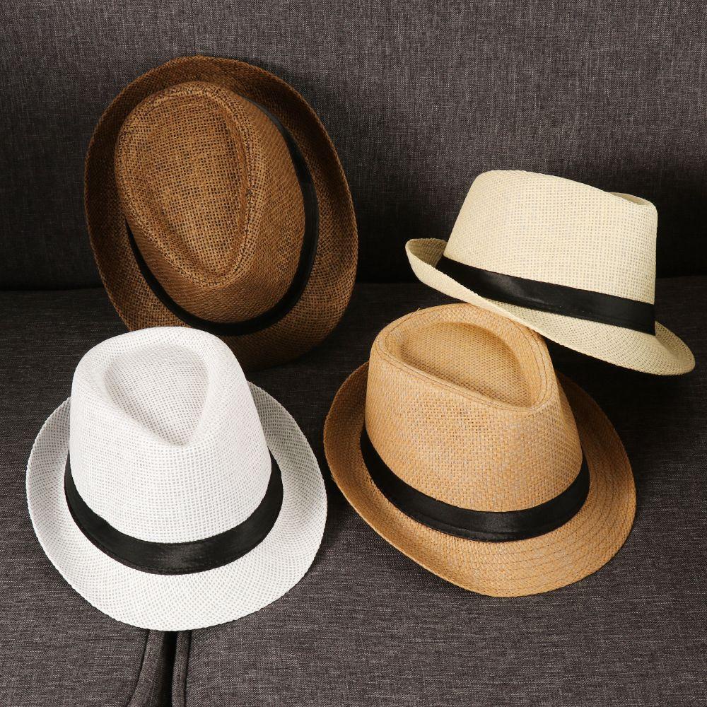 FEDAOG Rơm Panama Mũ Unisex Vành Rộng Đi Biển Cao Bồi Fedora Mũ