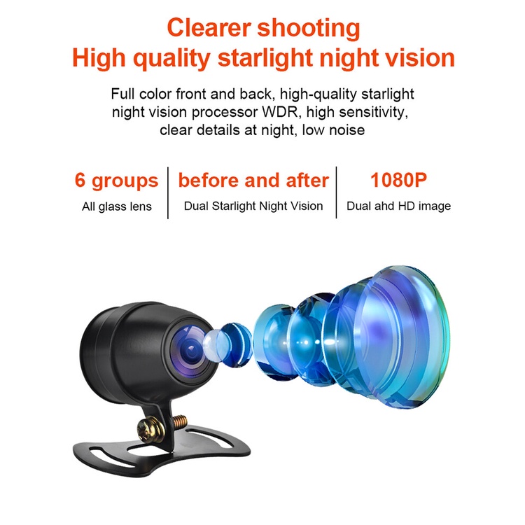 Ảnh Ekleva 1080P HD Camera Xe Máy Hệ Thống DVR Vòng Ống Kính Kép Ghi Dash Cam WiFi GPS Phía Trước Phía Sau Lái Xe Ghi Tầm Nhìn Ban Đêm Toàn Thân DVR Chống Nước 3