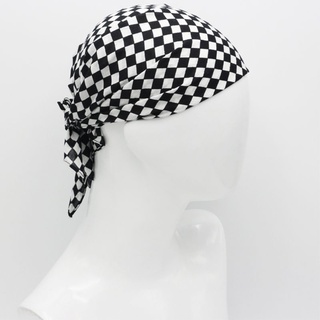Khăn Bandana Vải Cotton Hình Vuông Họa Tiết Caro Trắng Đen Phong Cách Hip Hop Unisex