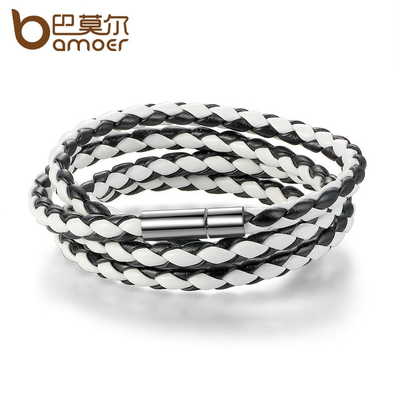 Ảnh Vòng tay BAMOER PI0063 thiết kế dây da với khóa từ tính có thể điều chỉnh năng động cho nam nữ 4