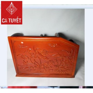 HỘP ĐỰNG ĐỒ ĐA NĂNG Văn Phòng  BẰNG GỖ HƯƠNG - LOẠI TO CHẠM TỨ DIỆN ( ẢNH THẬT)