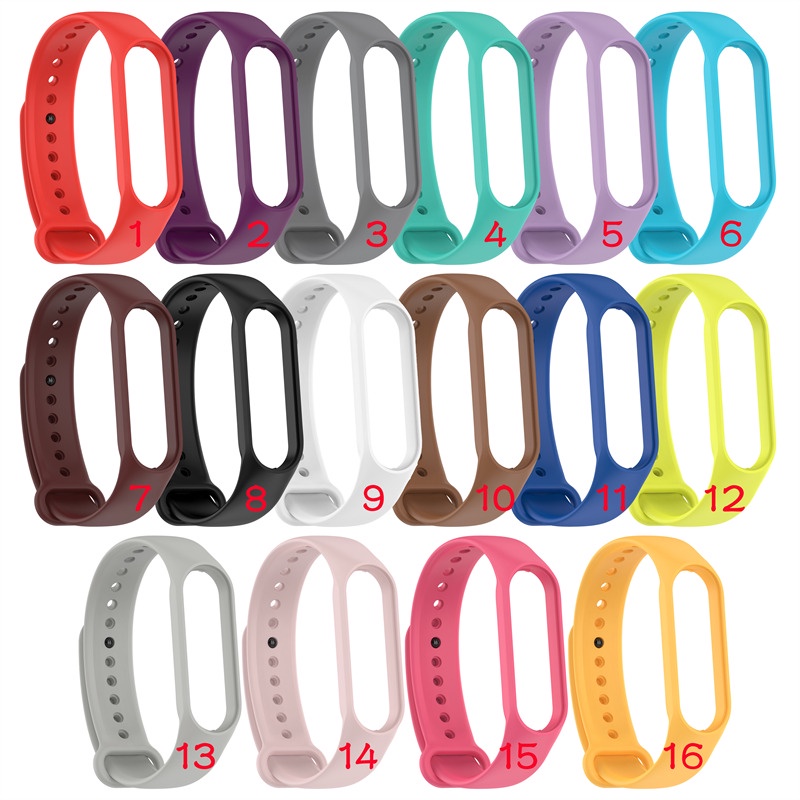 Dây đeo thay thế silicon cho Xiaomi Mi Band 7/6/5/4/3 - màu trơn