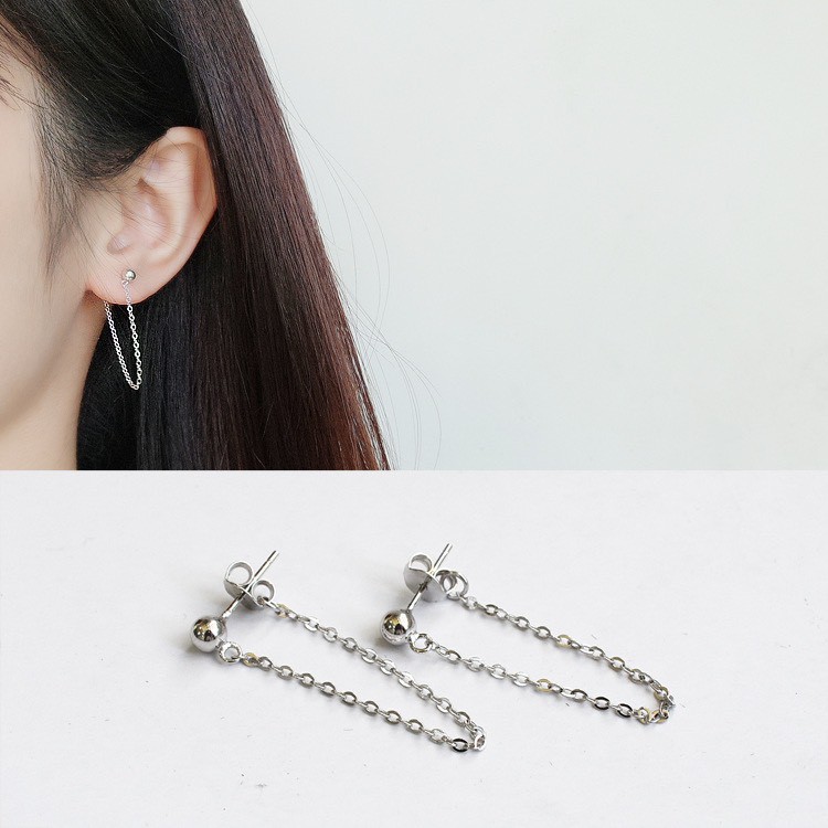 Ảnh Khuyên tai bạc 925 minidot thả xích độc đáo trẻ trung thu hút Dế Bạc - K5629 2