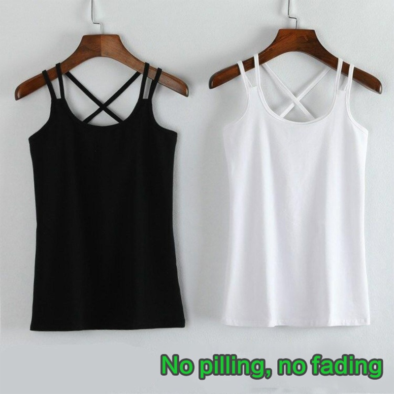 Women's Solid Crop Tops Summer All-matching Camisole for Tank  with Double