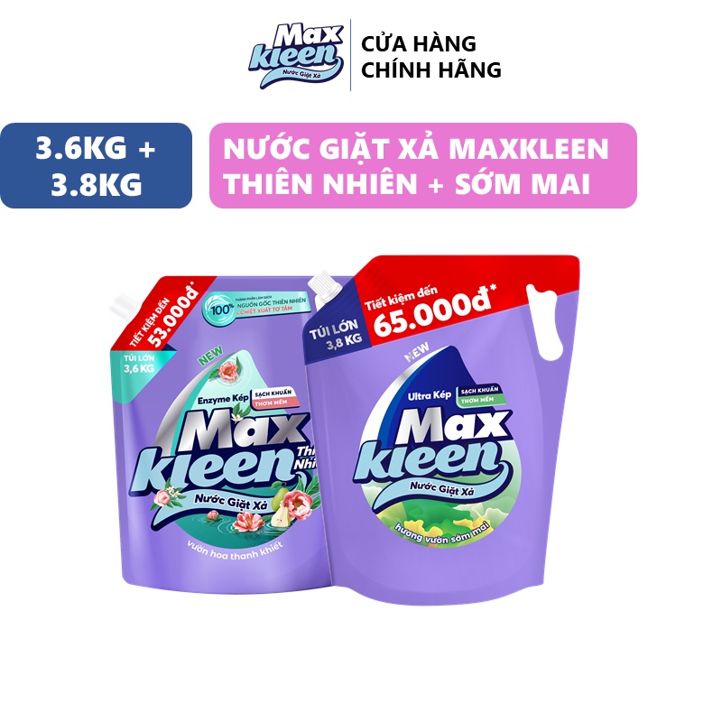 Ảnh Combo 2 Túi nước giặt xả MaxKleen Thiên nhiên 3.6kg + Sớm mai 3.8kg 2