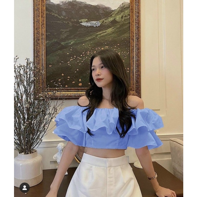 Áo Bẹt Vai, Áo Trễ Vai Tay Xoè Dáng Ngắn Croptop Chất Vải Kate Nhật  Alohashop91 | Shopee Việt Nam
