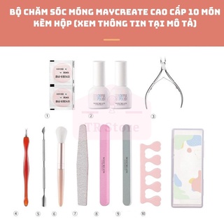 Bộ chăm sóc móng 9 món tại nhà tặng kèm 1 chai dầu dưỡng móng và 1 sơn mềm móng tẩy da chết móng tay Maycreate