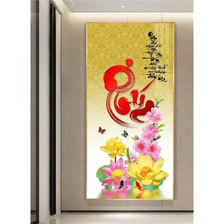 Tranh Tráng Gương Laminate -  Treo Tường Chữ Phúc - Tranh Thư Pháp Treo Phòng Khách