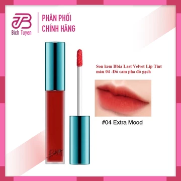 Màu 04 - Son kem lì Bbia Last Velvet Lip Tint No.04 Extra Mood - Cam Đào - Son Bbia last velvet Extra Mood 04 - Cam Đào