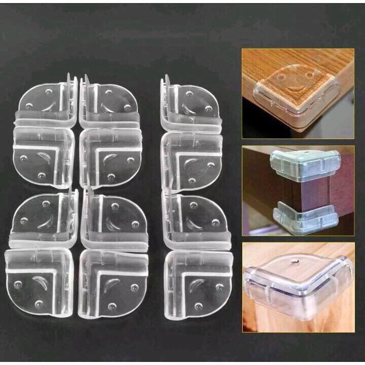 Combo 4 miếng Bịt góc bàn, bọc cạnh bàn kính, cạnh tủ vuông bằng silicon an toàn cho bé