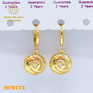 Bông Tai, Khuyên Tai Nữ Dáng Dài Đính Đá Trắng Xi Mạ Vàng Non Cao Cấp - Trang Sức Hava Hong Kong
