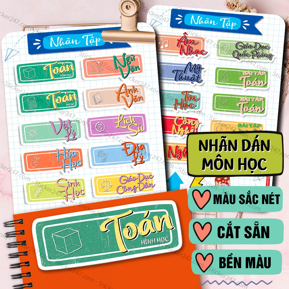 Nhãn vở Môn Học ???????????????????????????????????? Sticker Cute Trang Trí Nhãn Vở ...