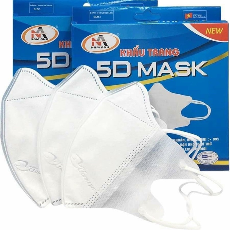 [Mã COSDAY59 -10% đơn 150K] Khẩu trang 5D Màu Trắng Famapro thuộc công ty Nam Anh hộp 10 chiếc dày 3 lớp vải không dệt