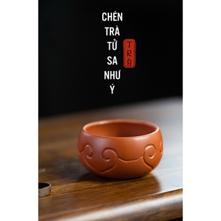 Ly uống trà, chén trà tử sa như ý cao cấp, dáng tròn, kích thước 7x3.6cm, dung tích 70ml