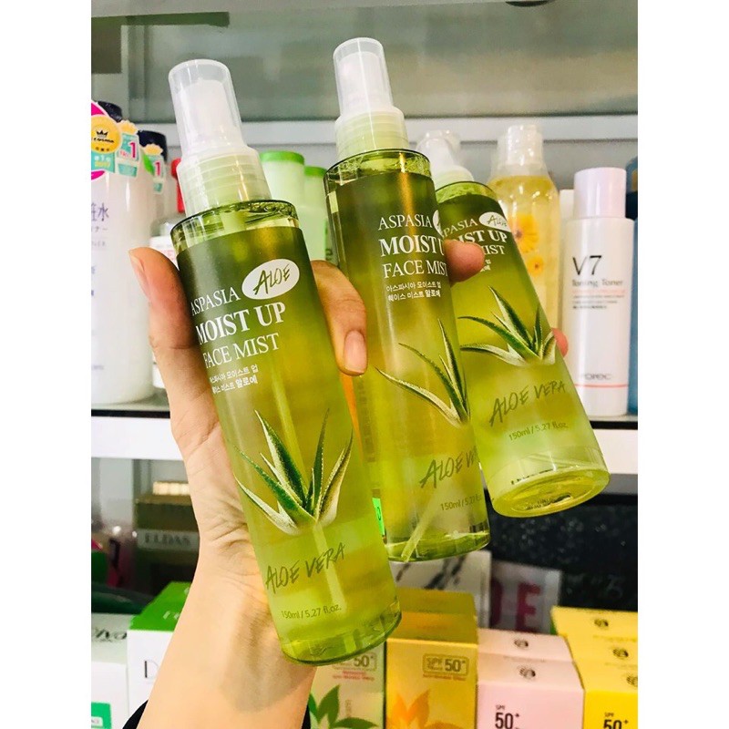 Xịt khoáng giữ nền, dưỡng ẩm Aspasia Moisture Face Mix 150ml, chiết xuất nha đam