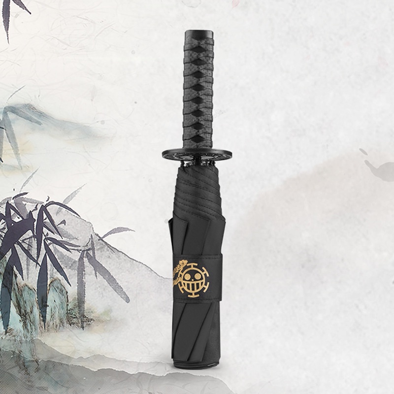 Dù Che Mưa Nắng Màu Đen Phong Cách Samurai Nhật Bản