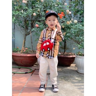 Áo sơ mi kẻ bbr dài tay cho bé trai ( 7-22kg)phương kid