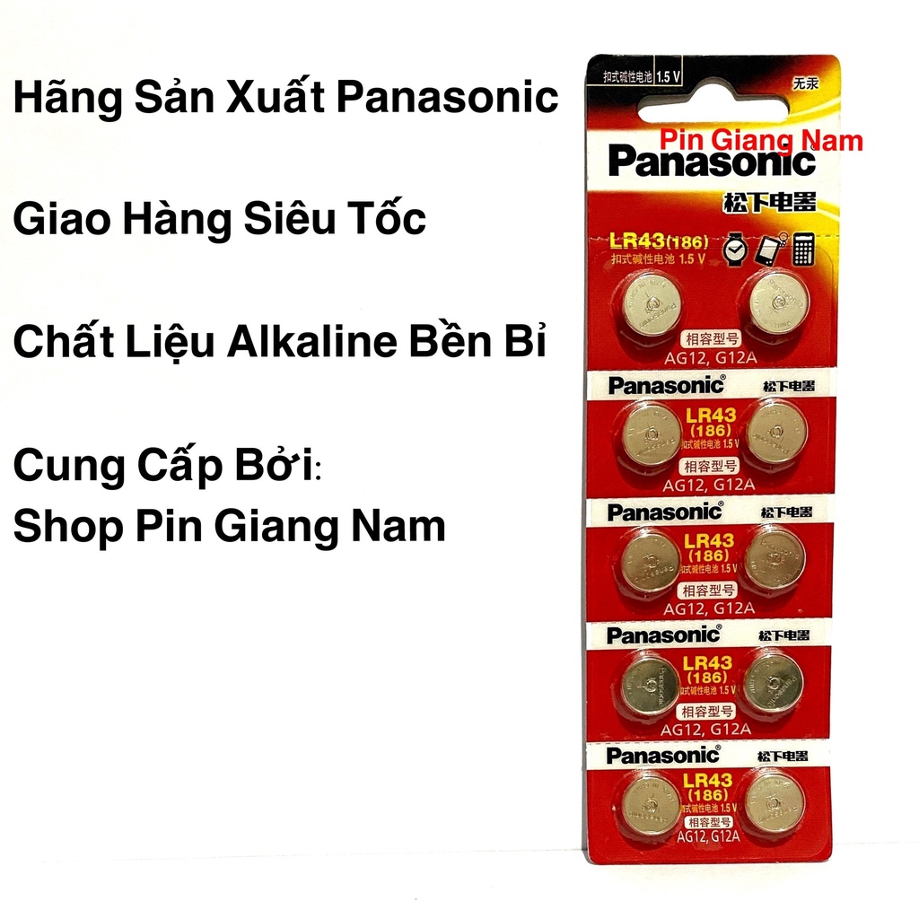 Pin LR43 / AG12 / 186 Panasonic Alkaline Vỉ 10 Viên - Hàng Nhập Khẩu ...