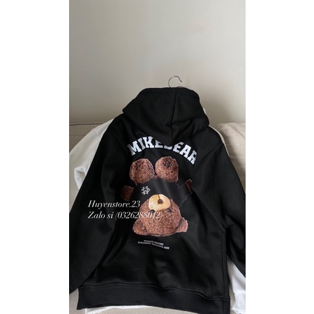 Áo Hoodie Nỉ Bông Gấu Ngược Mikenbearr Mũ Hai Lớp Rộng Dày Dặn Kiểu Dáng Ulzzang Phong Cách Hàn Quốc