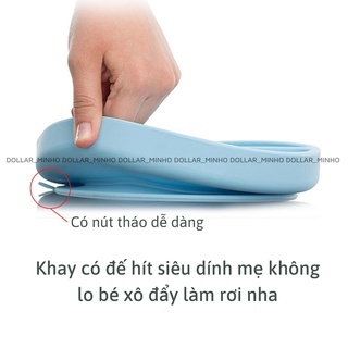 Tổng hợp Khay ăn dặm Minho oval chất liệu silicone cao cấp có đế hít chống đổ cho bé <Không hộp>