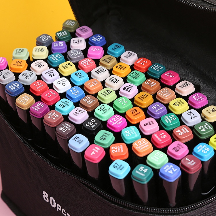 Bút màu marker brush  chuyên nghiệp cao cấp kèm túi vải highlight 24/40/60/80 Màu