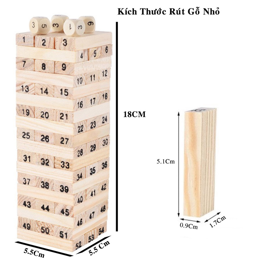 Ảnh Bộ Đồ Chơi Rút Gỗ Cỡ Lớn – Chọn Size - 54 Thanh Rút Gỗ Kèm 4 Con Súc Sắc Cho Bé Chính Hãng Amalife 3
