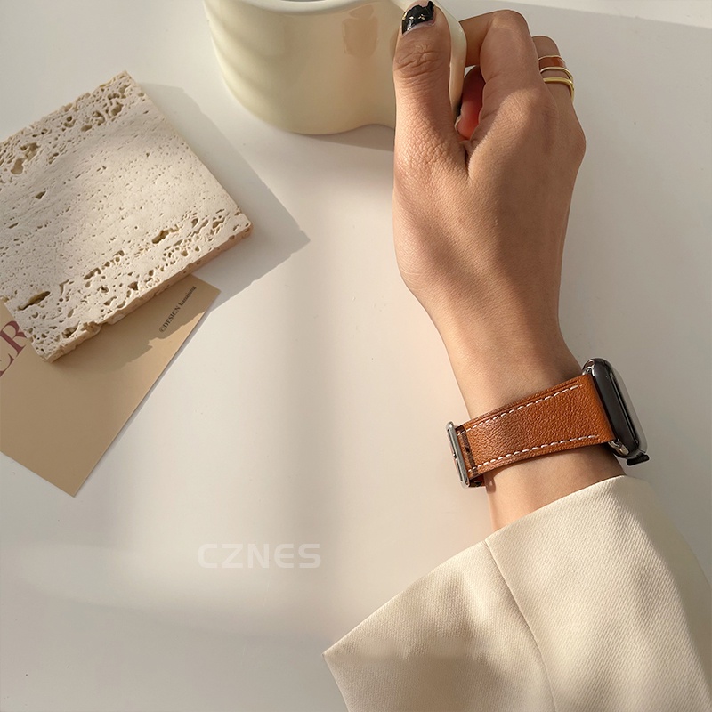 Dây đeo bằng da cổ điển đôi dành cho nữ Thích hợp cho Apple Watch S11 SE3 Ultra3 S10 S9 S8 SE S7 S6 Ultra 49mm 46mm 42mm 40mm 44mm 41mm 45mm Dây đeo cổ tay