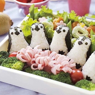 Dễ Thương Hình Chim Cánh Cụt Cơm Bóng Khuôn DIY Hoạt Hình Động Vật Cói Sushi Bento Máy Làm Khuôn Với Rong Biển Nori Biểu Hiện Cắt Bento Hộp Phụ Kiện